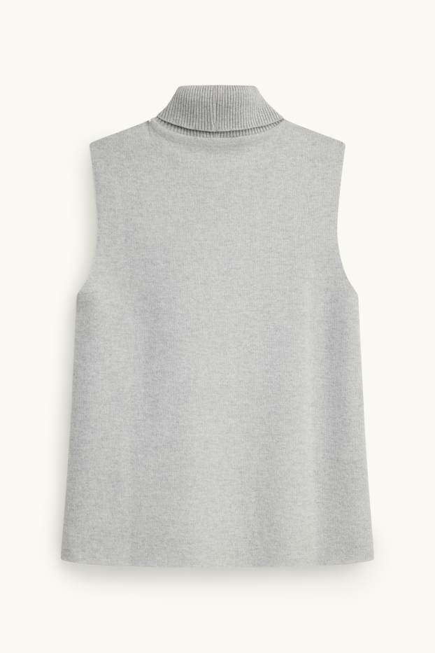 Dona - Top de coll girat - de canalé - gris jaspiat