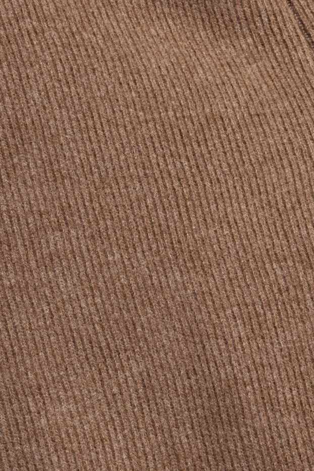 Women - Knitted joggers - ribbed - brown