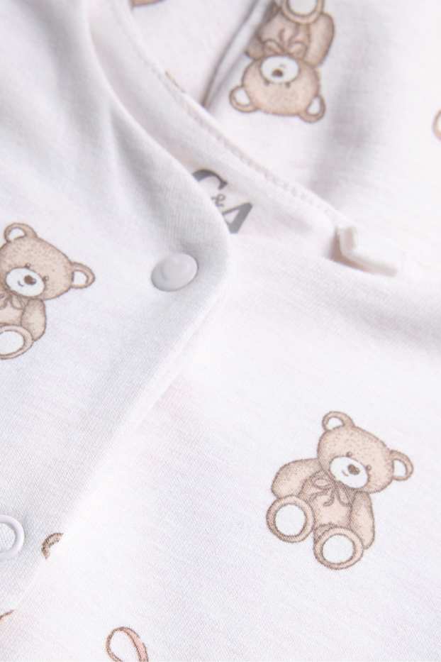 Baby Girls - Teddy bear - baby sleepsuit - cremewhite
