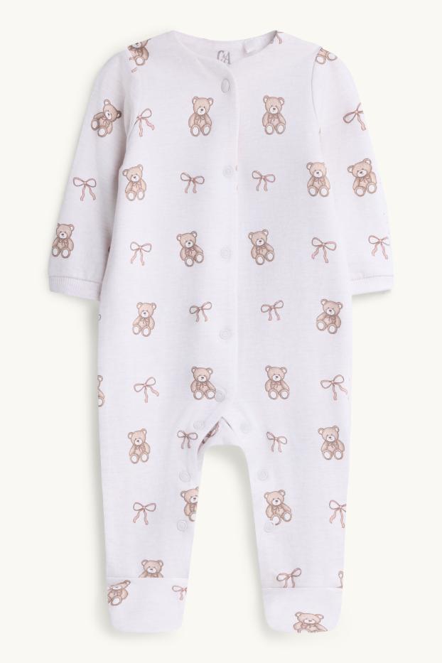Baby Girls - Teddy bear - baby sleepsuit - cremewhite