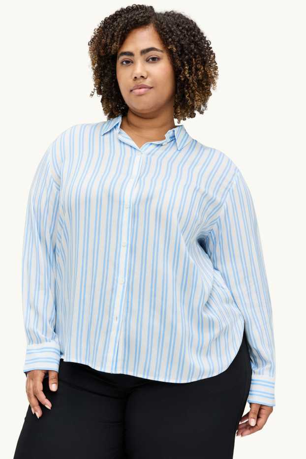 Dona - Camisa brusa - de ratlles - blanc / blau clar