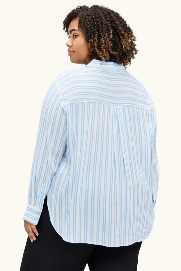 Dona - Camisa brusa - de ratlles - blanc / blau clar