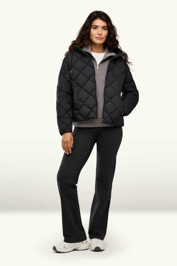 Damen - Straight Leggings - gemustert - schwarz