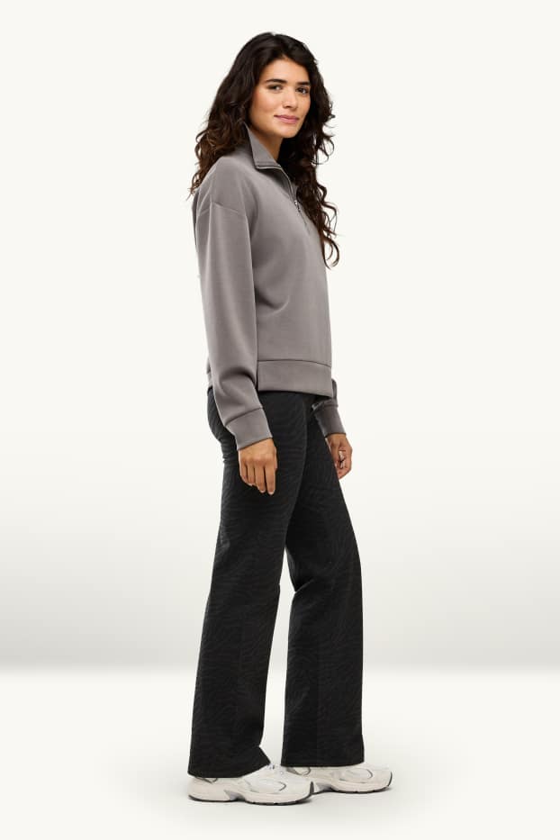 Damen - Straight Leggings - gemustert - schwarz
