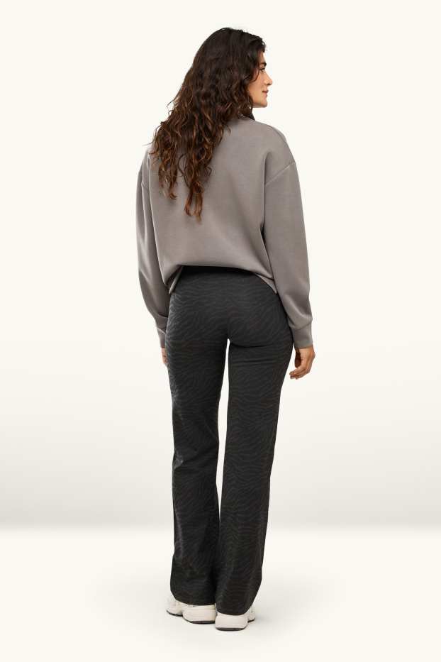 Damen - Straight Leggings - gemustert - schwarz