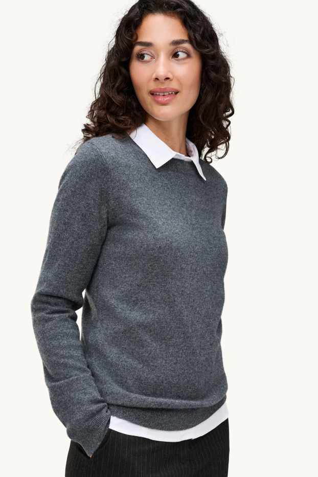 Femmes - Pull en cachemire - gris chiné