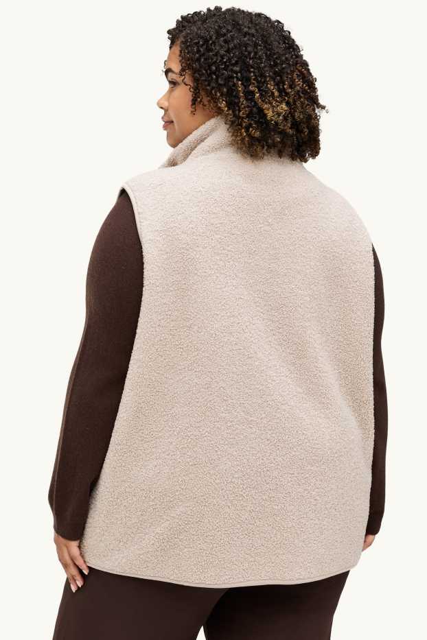 Femmes - Gilet sans manches en peluche - beige