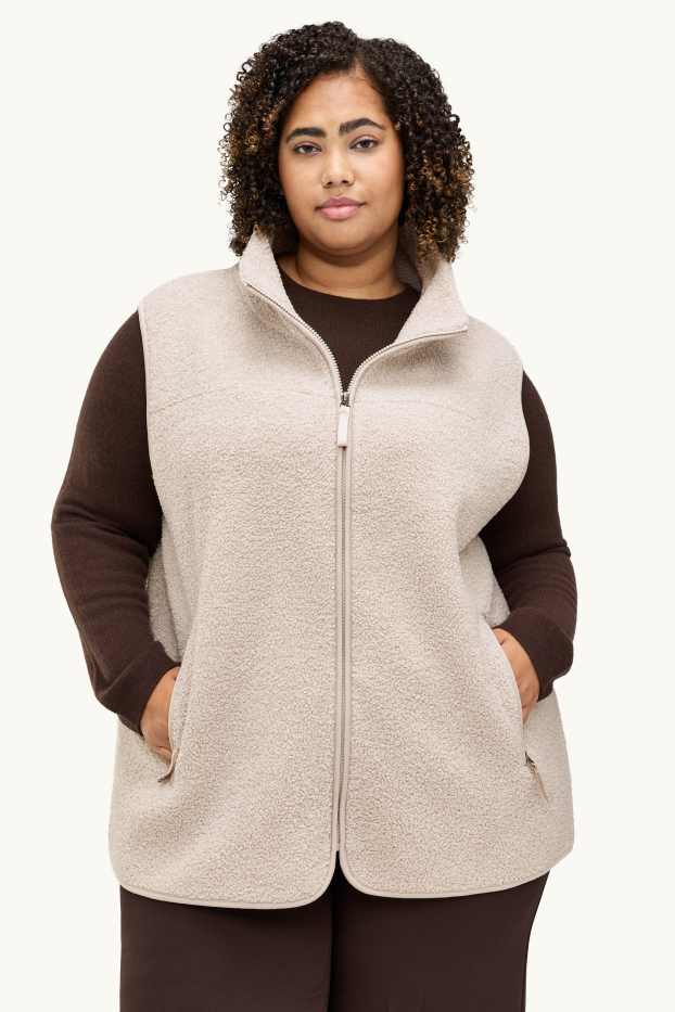 Femmes - Gilet sans manches en peluche - beige