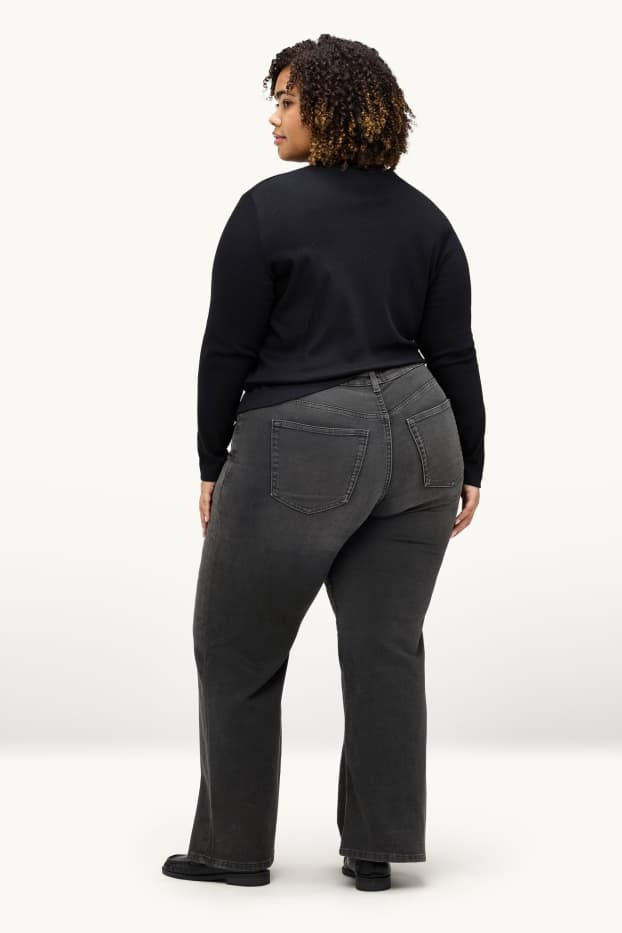 Dona - Wide Leg Jeans - mid waist - jog denim - LYCRA® - texà gris fosc