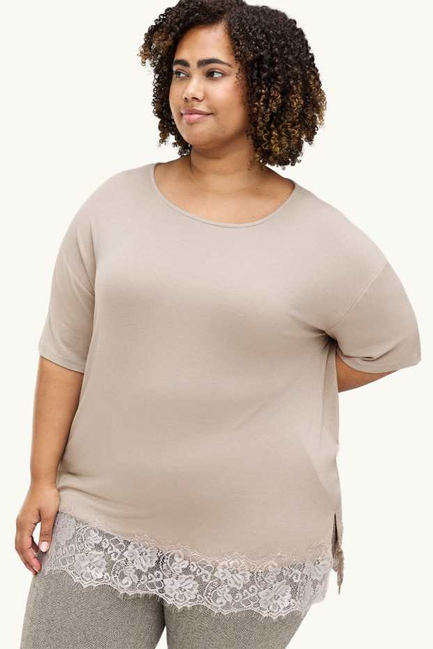 Damen - T-Shirt - Curvy Fit - beige