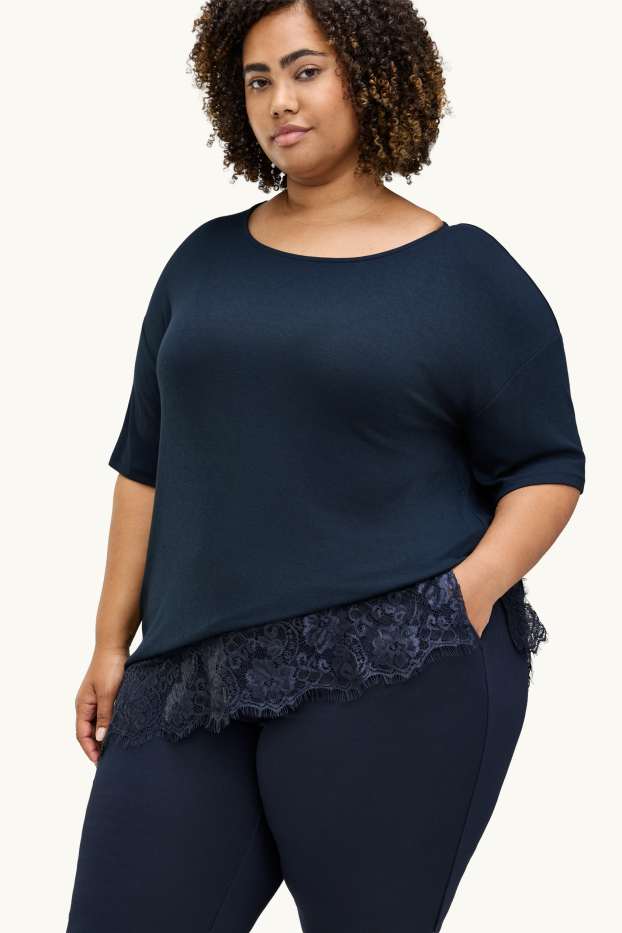 Damen - T-Shirt - Curvy Fit - dunkelblau