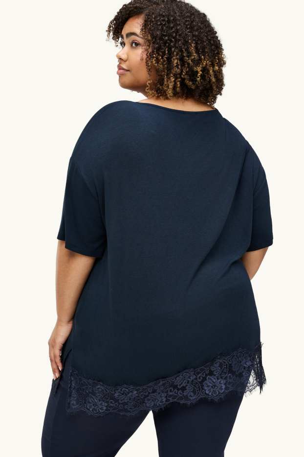 Damen - T-Shirt - Curvy Fit - dunkelblau