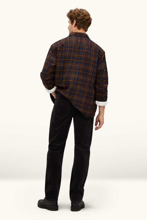 Hommes - Pantalon en velours côtelé - Straight fit - noir