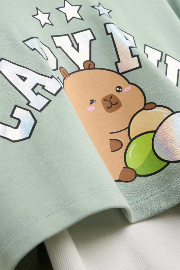 Kinder Mädchen - CapyFun - Set - Hoodie und Top - 2 teilig - hellgrün