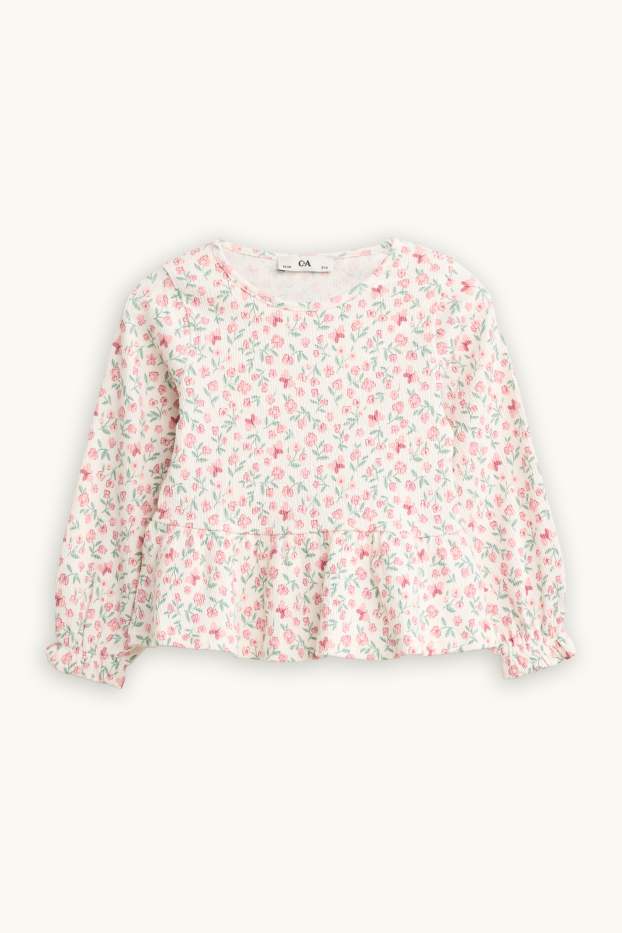 Enfants filles - Ensemble - haut en maille, chemisier et legging de coupe évasée - 3 pièces - rose / rose pâle