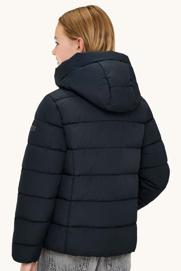 Niñas - Chaqueta acolchada con capucha - hidrófuga - negro