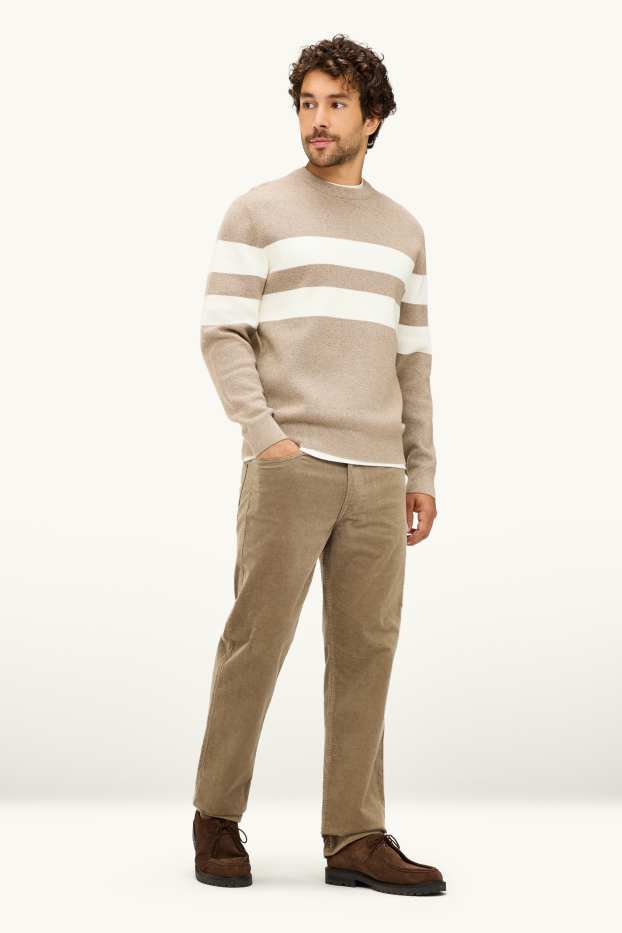 Men - Corduroy trousers - straight fit - dark green