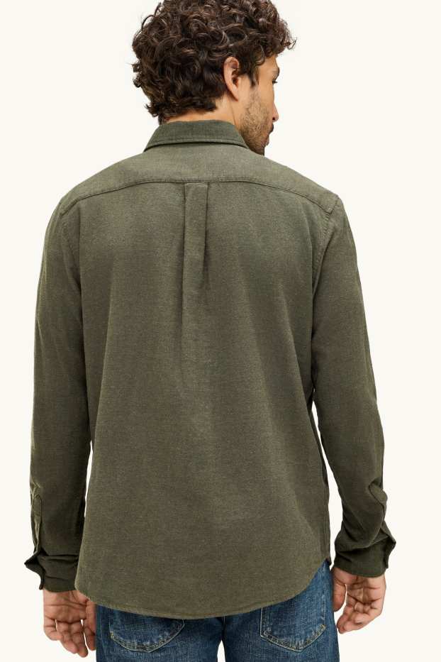 Pánské - Košile - regular fit - button-down - tmavozelená