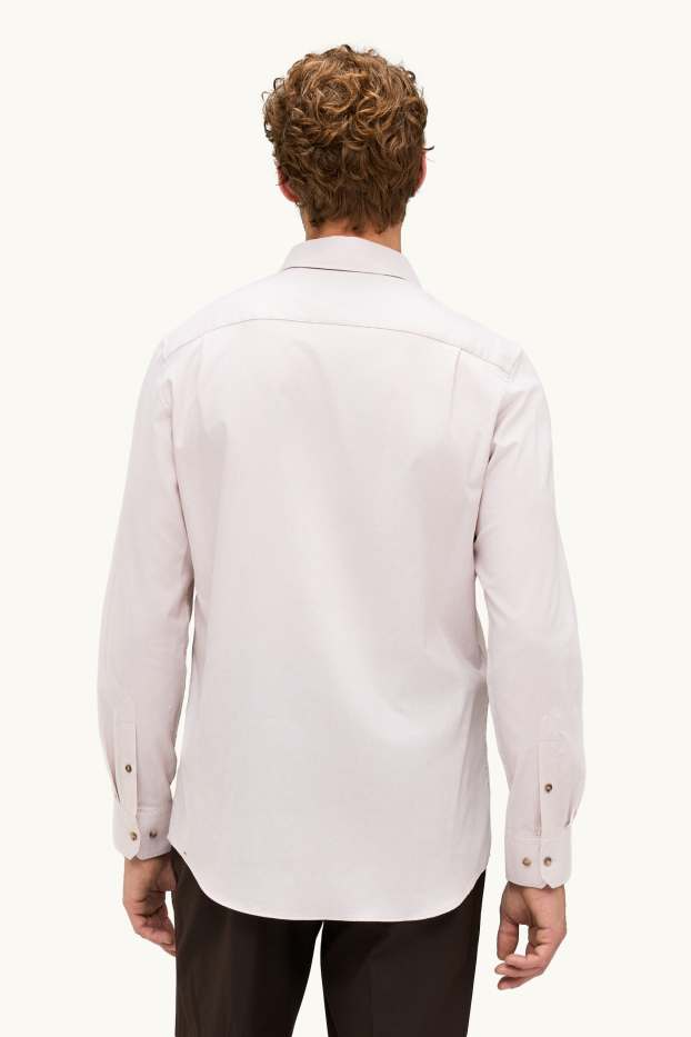 Hommes - Chemise de bureau - regular fit - col kent - sans repassage - beige