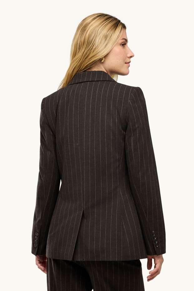 Damen - Business-Blazer - Regular Fit - Nadelstreifen - dunkelbraun