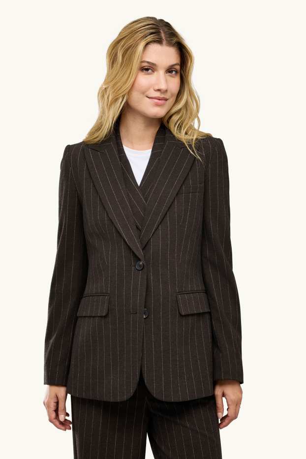 Damen - Business-Blazer - Regular Fit - Nadelstreifen - dunkelbraun