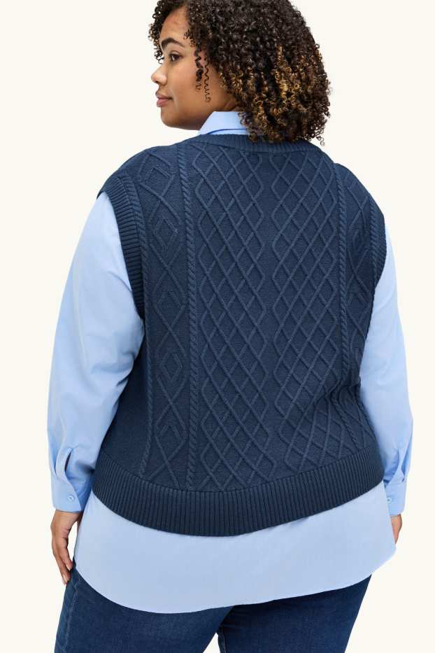 Women - Jumper - 2-in-1 look - dark blue