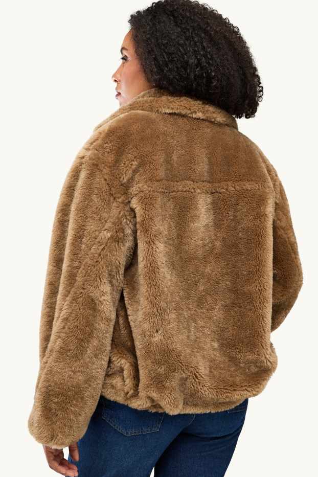 Women - Faux fur jacket - lined - light brown