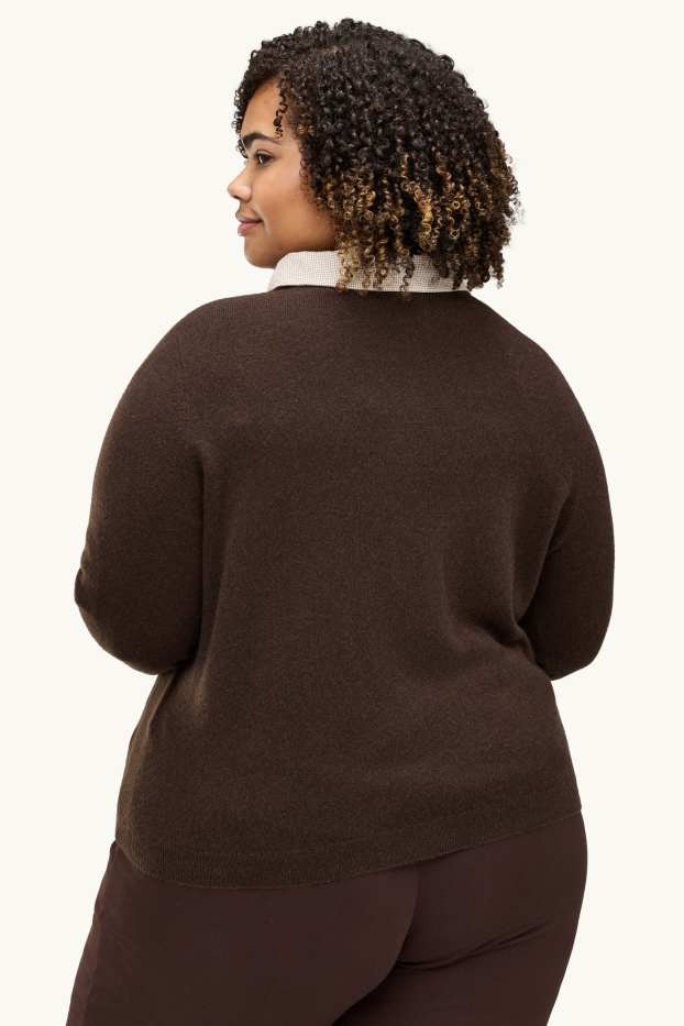 Damen - Kaschmir-Strickjacke - dunkelbraun