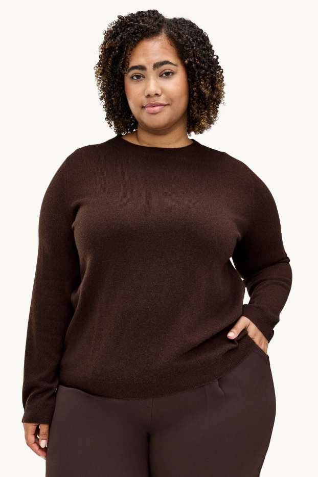 Damen - Kaschmir-Pullover - dunkelbraun