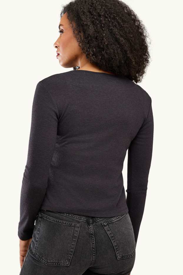 Dona - Càrdigan - look 2 en 1 - gris fosc jaspiat
