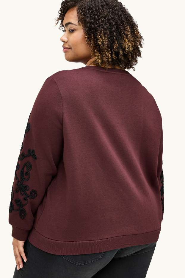 Damen - Sweatshirt - bestickt - braun