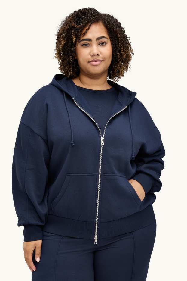 Damen - Sweatjacke mit Kapuze - dunkelblau