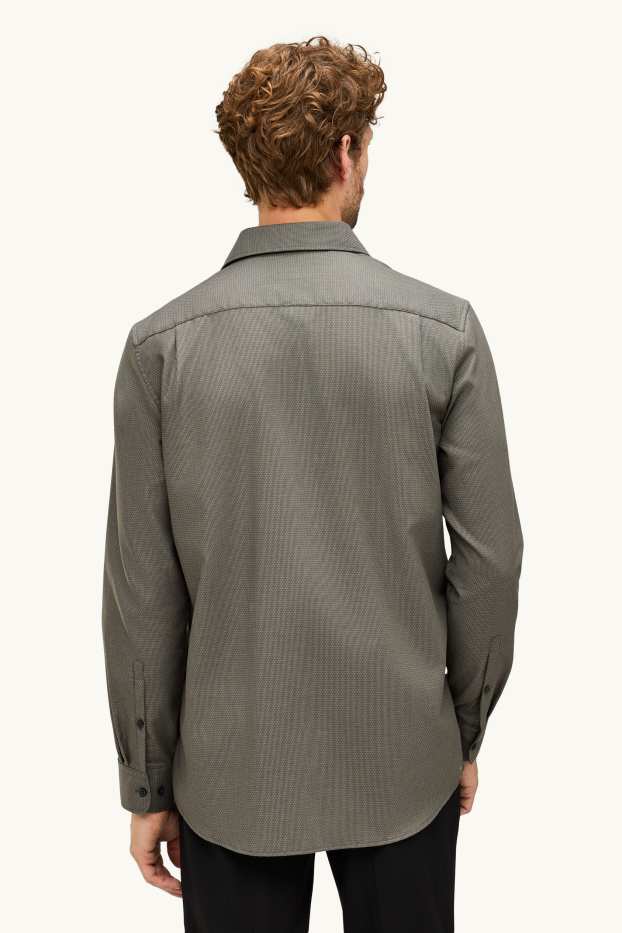 Hommes - Chemise de bureau - regular fit - col kent - sans repassage - texturée - vert