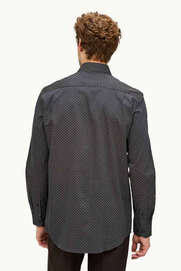Hommes - Chemise - regular fit - col kent - à motif - bleu foncé