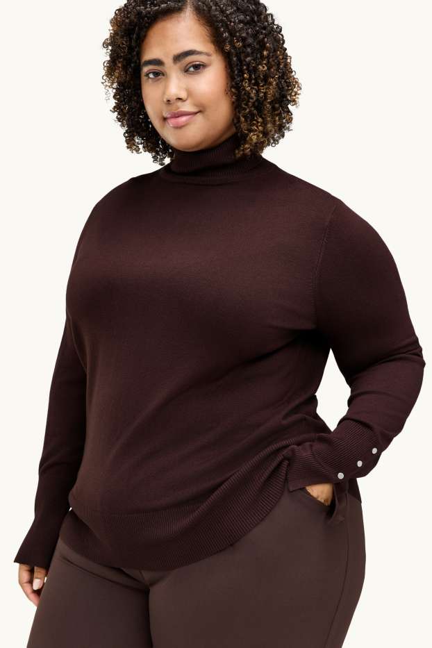 Damen - Rollkragenpullover - dunkelbraun