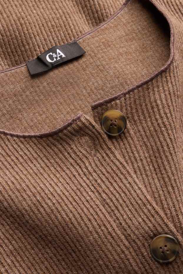 Donna - Cardigan - a coste - marrone