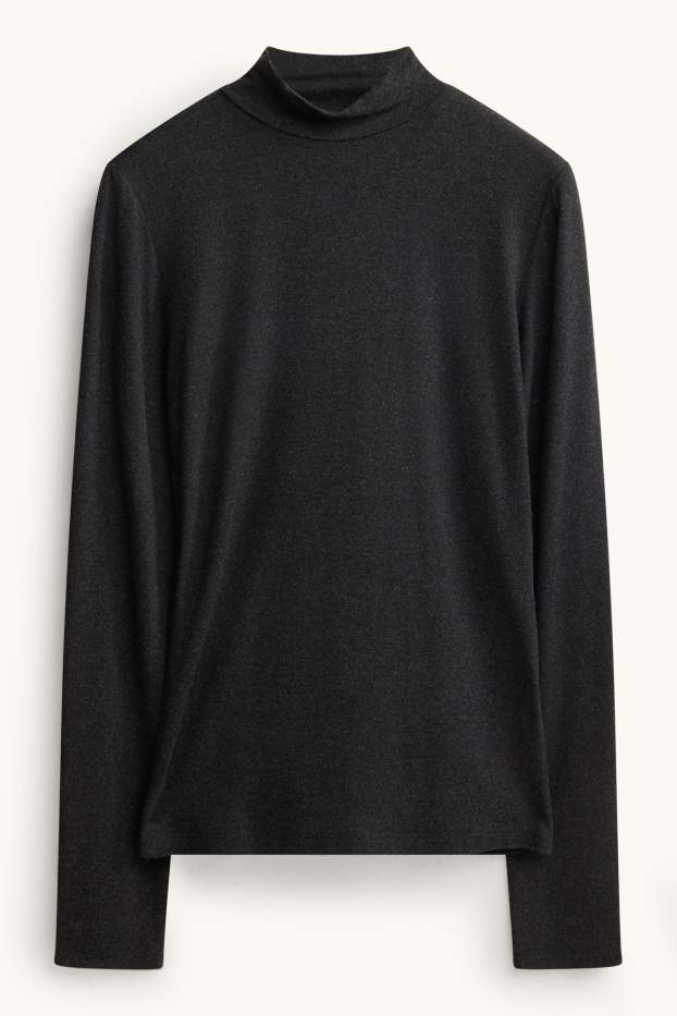 Damen - Langarmshirt  - dunkelgrau-melange