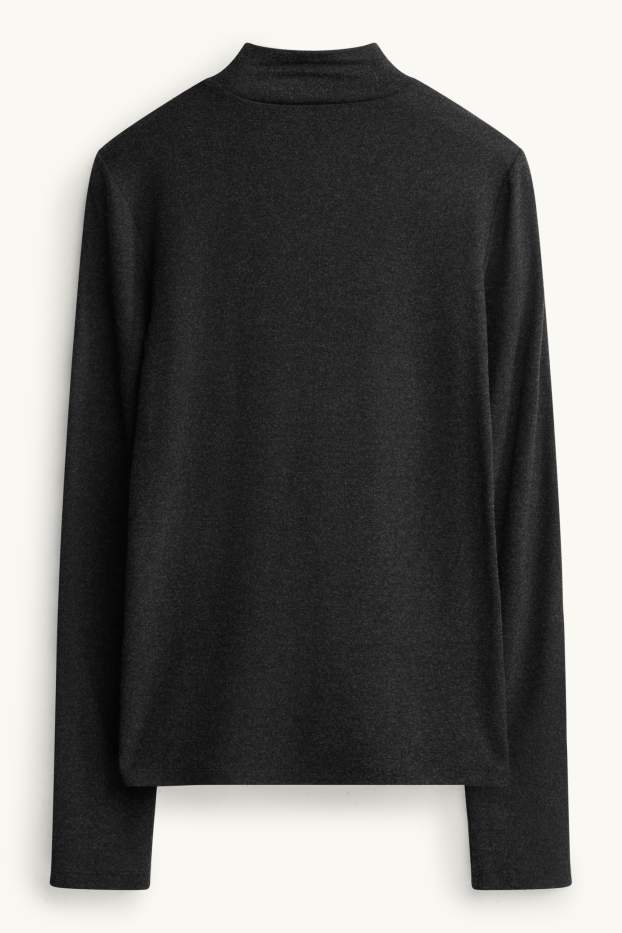 Damen - Langarmshirt  - dunkelgrau-melange