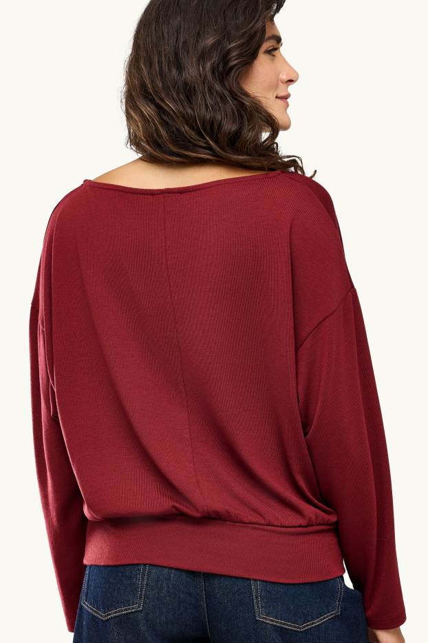 Donna - Maglia a maniche lunghe - slim fit - rosso