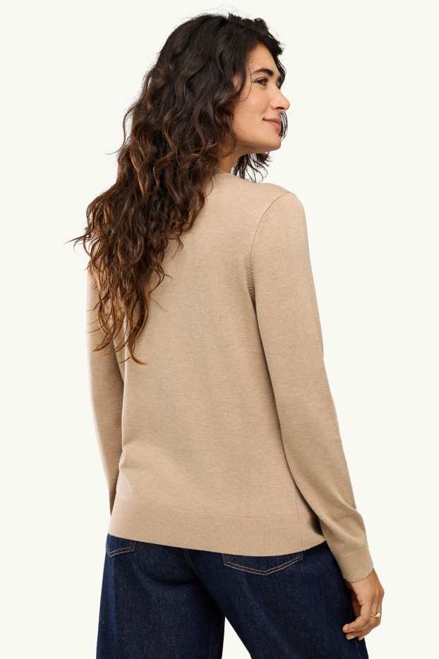 Femei - Cardigan tricotat - maro deschis