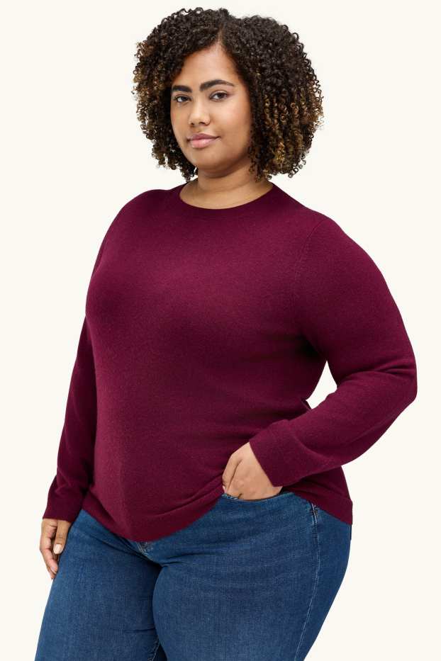 Women - Cashmere jumper - bordeaux
