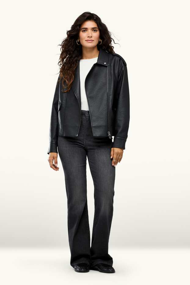 Donna - Jeans svasati - vita alta - nero