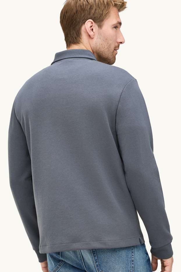 Uomo - Polo a maniche lunghe - grigio