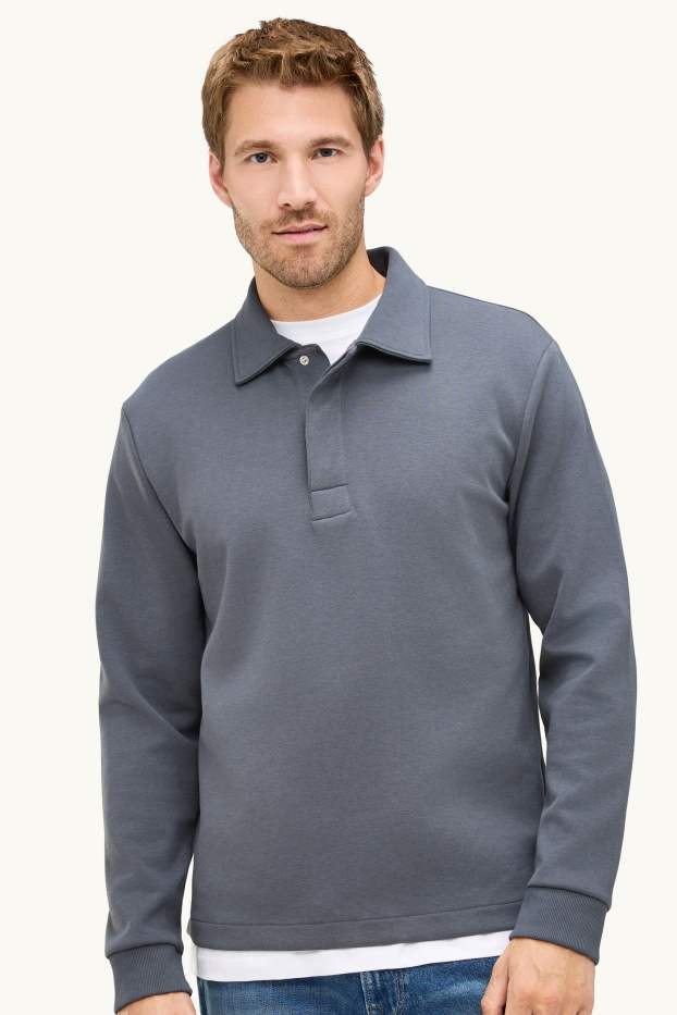 Uomo - Polo a maniche lunghe - grigio