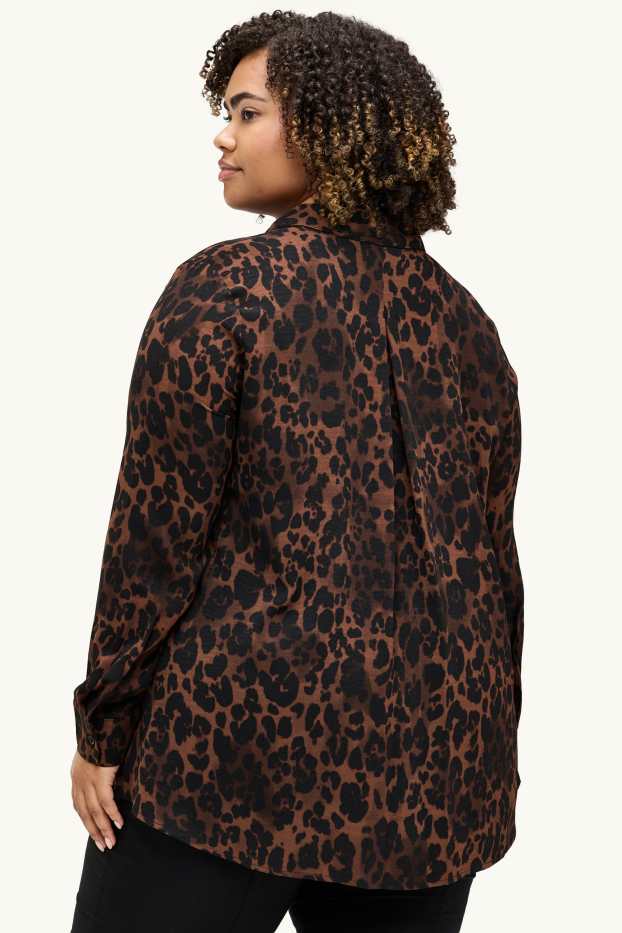 Damen - Bluse - Leo-Print - dunkelbraun