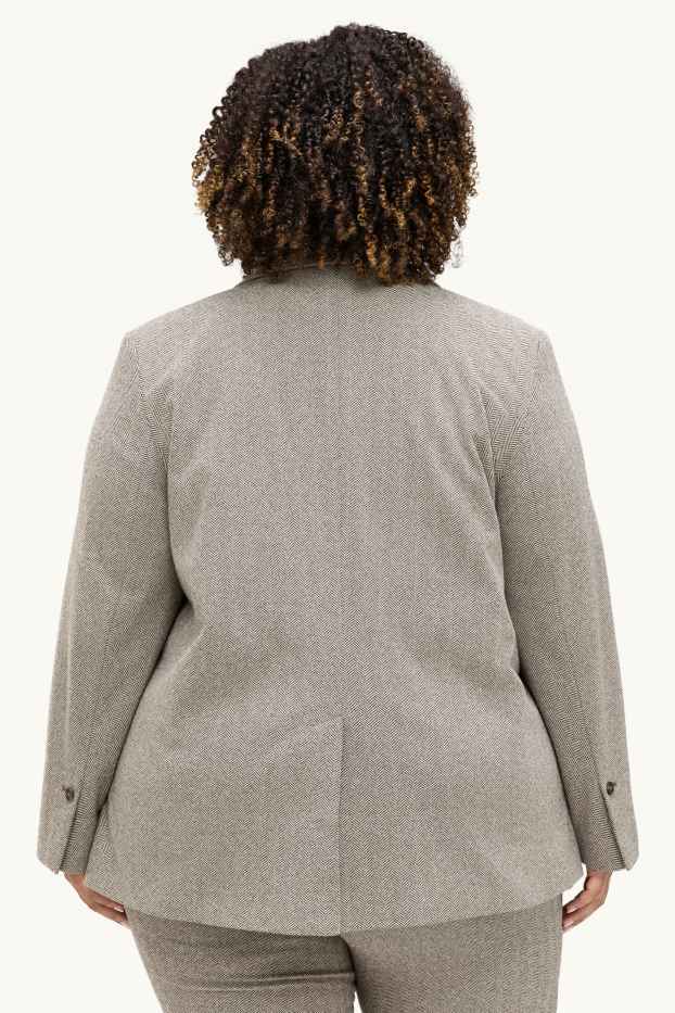 Damen - Longblazer - Regular Fit - gemustert - beige
