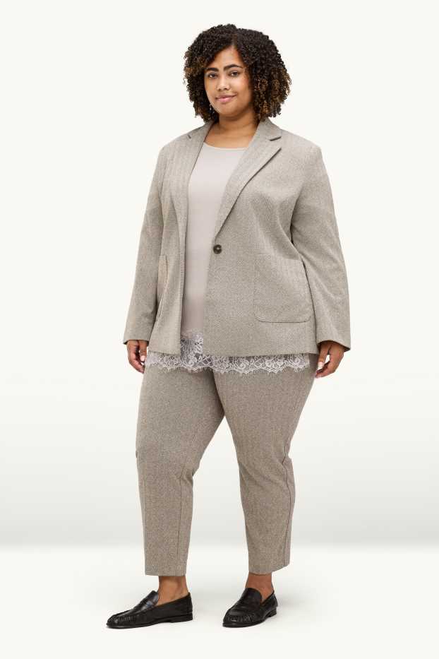 Damen - Stoffhose - High Waist - Tapered Fit - gemustert - braun
