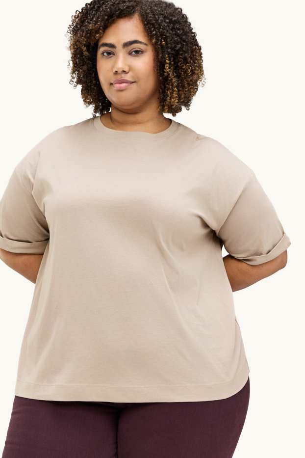 Damen - T-Shirt - Relaxed Fit - beige
