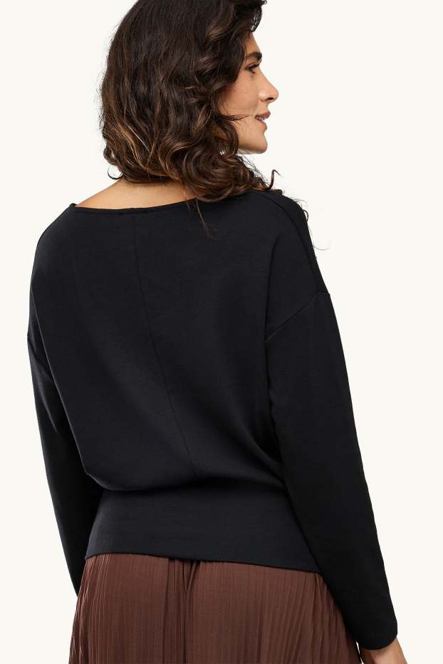 Damen - Langarmshirt - Slim Fit - schwarz