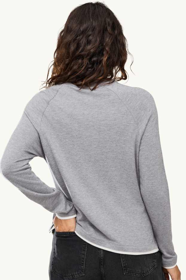 Femei - Tricou cu mânecă lungă - regular fit - aspect 2 în 1 - gri